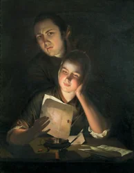 A Girl Reading a Letter by Candlelight, with a Young Man Peering over Her Shoulder, c. 1760-2